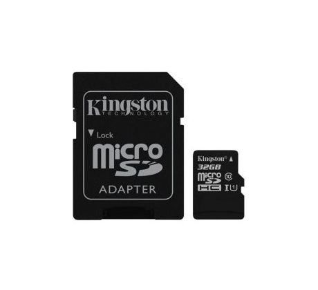 Paměťová karta Kingston microSDHC 32GB UHS-I + adaptér SDC10G2/32GB